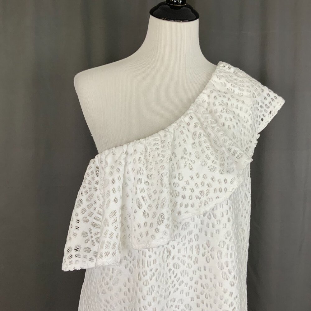 Lilly Pulitzer White Matteo One Shoulder Top Sea Urchin Terry Lace Sz XL - Picture 1 of 16